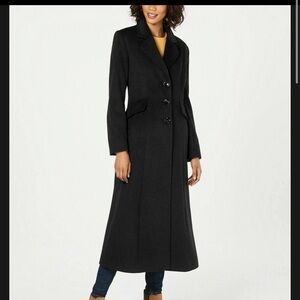 WOMENS FORESTER OF BOSTON INK BLUE 100% WOOL BALMACAAN LONG BUTTON COAT SZ 6